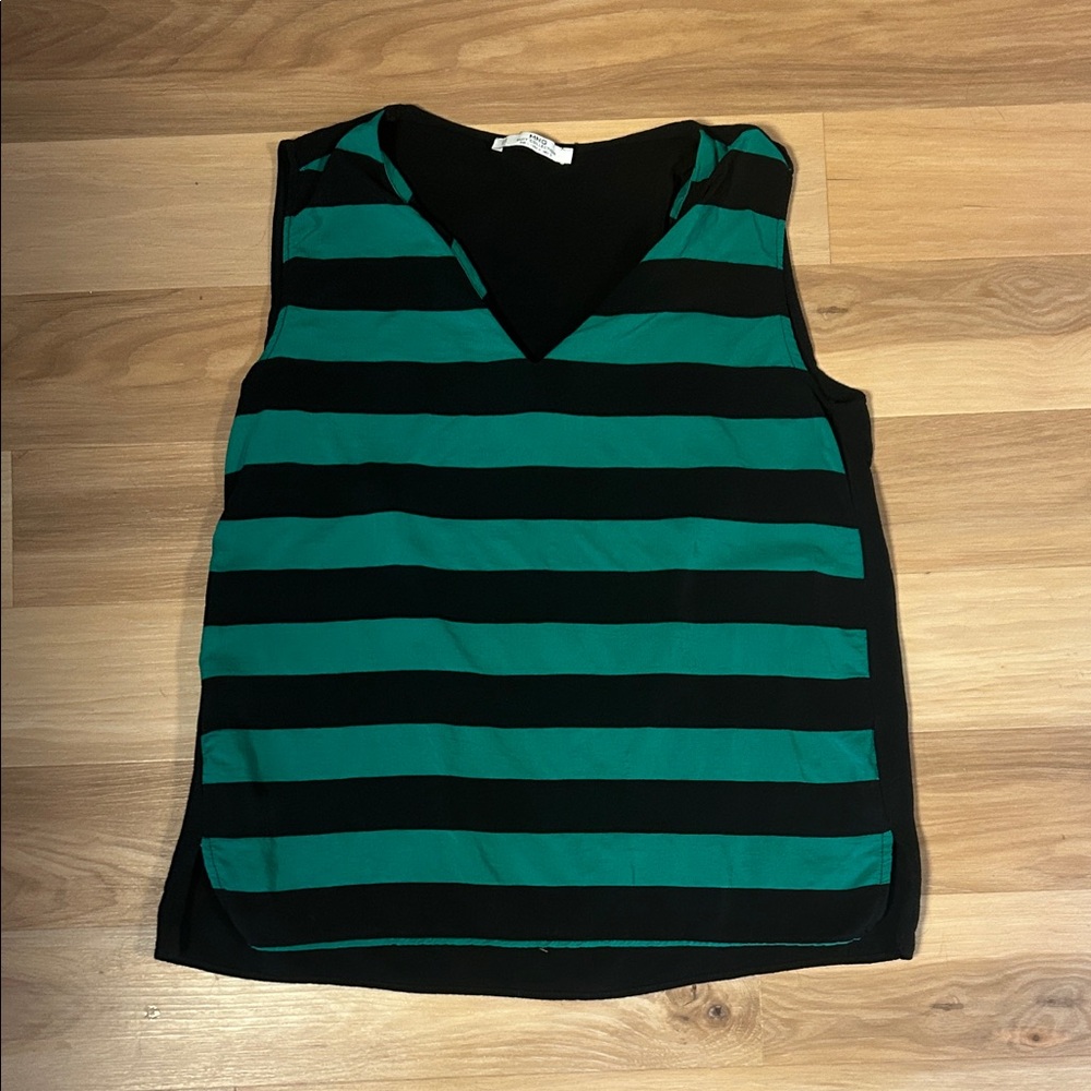 Mango Black and Green Striped Tank Top